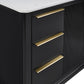 48" Black Fluted Bathroom Vanity with Carrara White Solid Surface Top, Undermount Sink, Solid Wood Frame, 6 Drawers & Fully Assembled