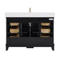 48" Black Fluted Bathroom Vanity with Carrara White Solid Surface Top, Undermount Sink, Solid Wood Frame, 6 Drawers & Fully Assembled