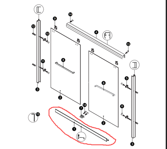 TK19118-6058ORB Shower Door Bottom Rail