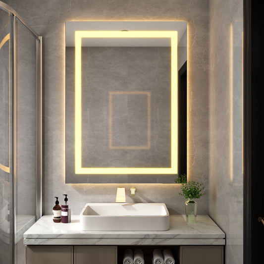 36 in. W x 48 in. H LED Rectangular Frameless Anti-Fog Bathroom Mirror Front Light