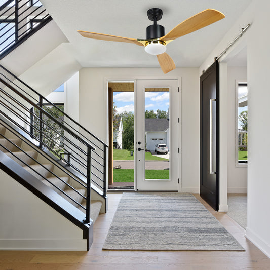 CAD 52 in. Intergrated LED Indoor Sand Nickel Ceiling Fan with Light