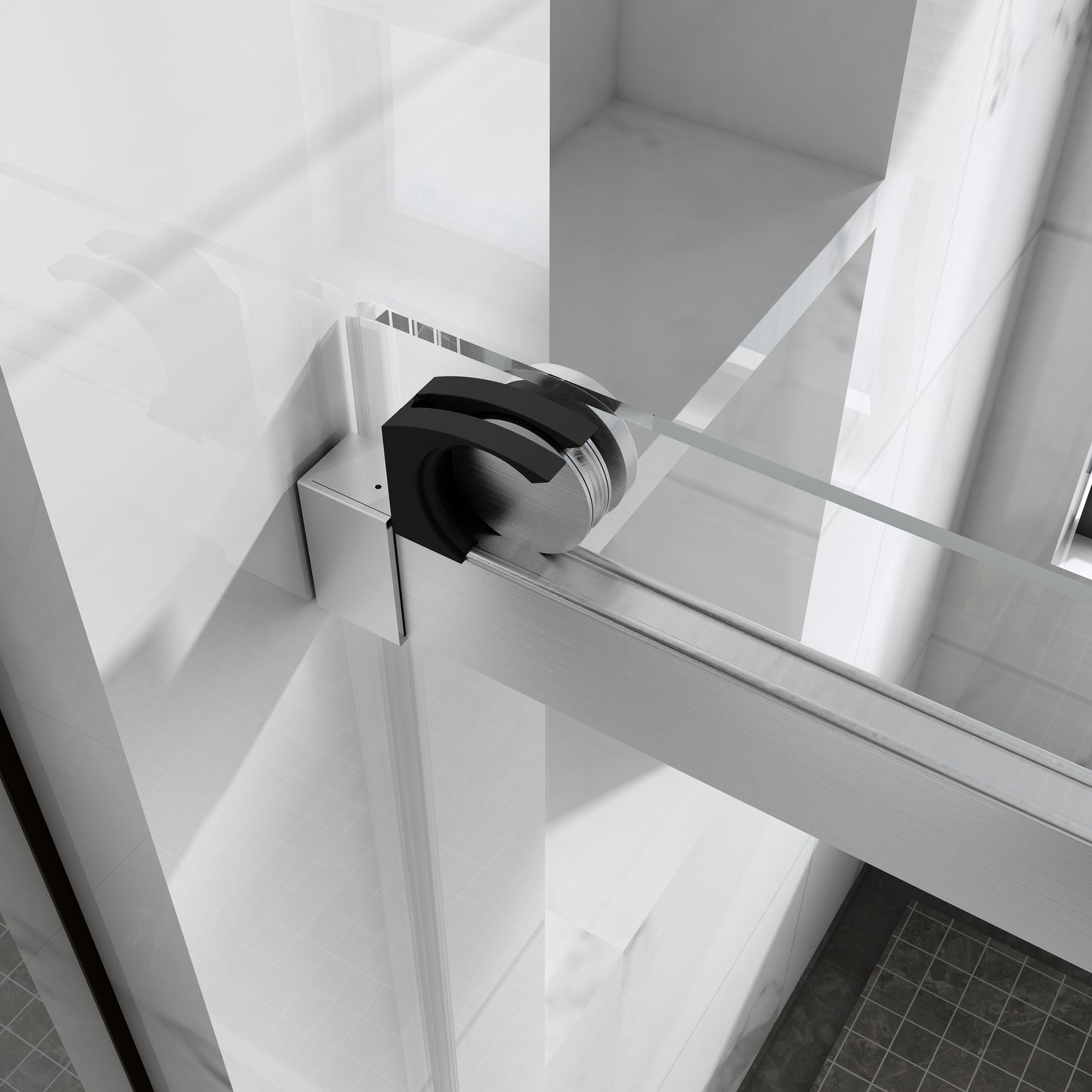 60 in. W x 76 in. H Sliding Frameless Shower Door Brushed Nickel Clear Glass