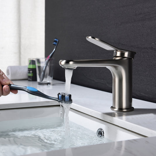 Bathroom Faucet 1 Hole Single Handle Brass Chrome Brushed Nickel Lavatory Mixer Tap