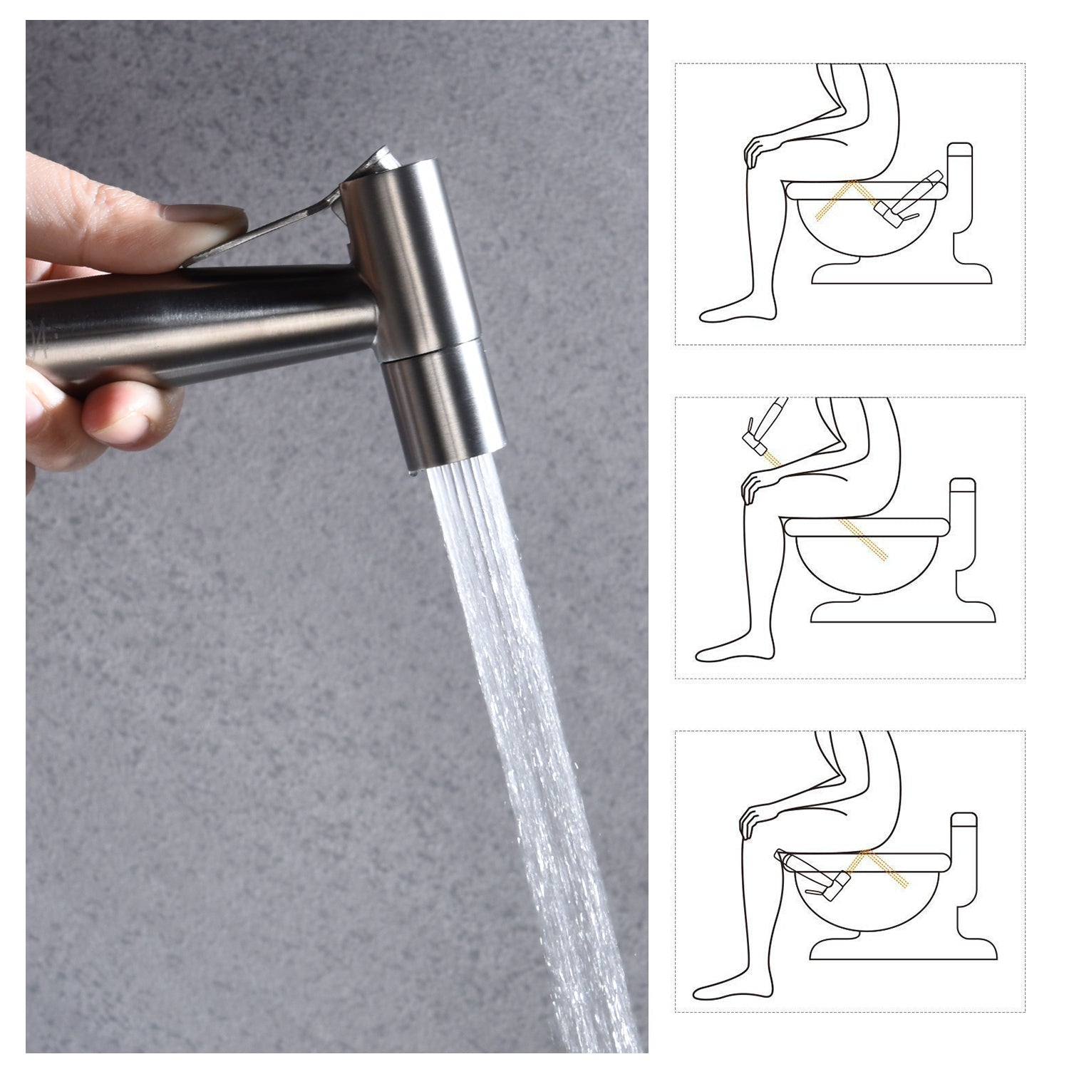 Handheld Bidet Toilet Sprayer Kit Jet Faucet Brass Stainless Steel