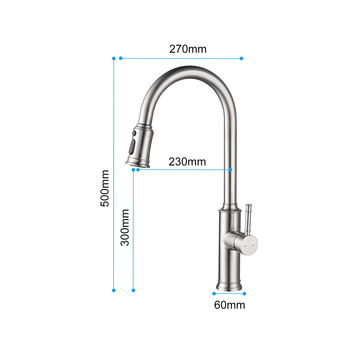 Single Hole/3 Holes Kitchen Faucet with Side Sprayer Head Pull Down/Out Clearance Brushed Nickel