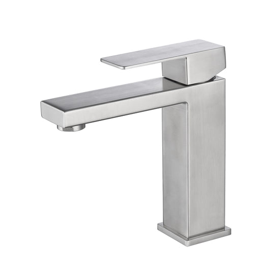 Single Hole Waterfall Bathroom Faucet for Sink Clearance Widespread Brushed Nickel Chrome Brass Stainless Steel Modern Laundry Washbasin