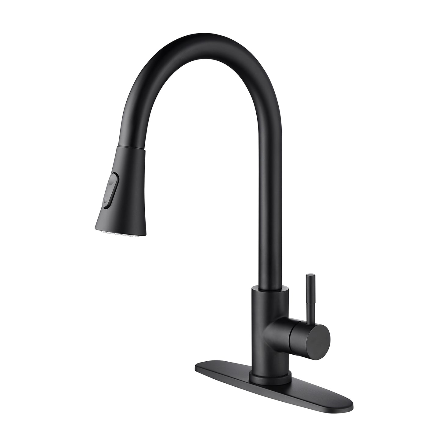 Pull Down Single Handle Kitchen Sink Faucet 1/3 Hole Stainless Steel Matte Black Stream and Spray