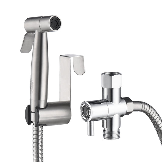 Brushed Nickel Handheld Bidet Sprayer Attachment for Toilet Clearance Portable Bidet for Travel Warm Water Stainless Steel Wall Mount Easy to Install