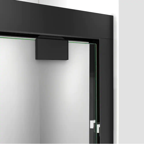 56-60 in. W x 76 in. H Sliding Semi-Frameless Shower Door Matte Black Clear Glass