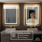 30 in. W x 36 in. H LED Large Rectangular Frameless Anti-Fog Wall Bathroom Mirror Front Light