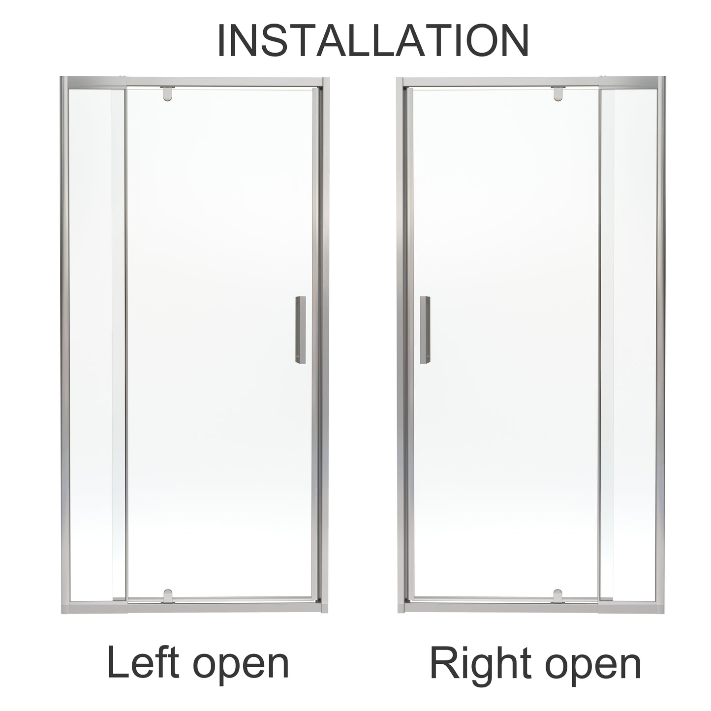 32-36 in. W x 72 in. H Pivot Swing Framed Shower Door Brushed Nickel Clear Glass