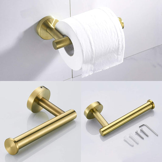 3-Piece Bath Hardware Set with Towel Bar, Toilet Paper Holder and Towel Hook in Gold
