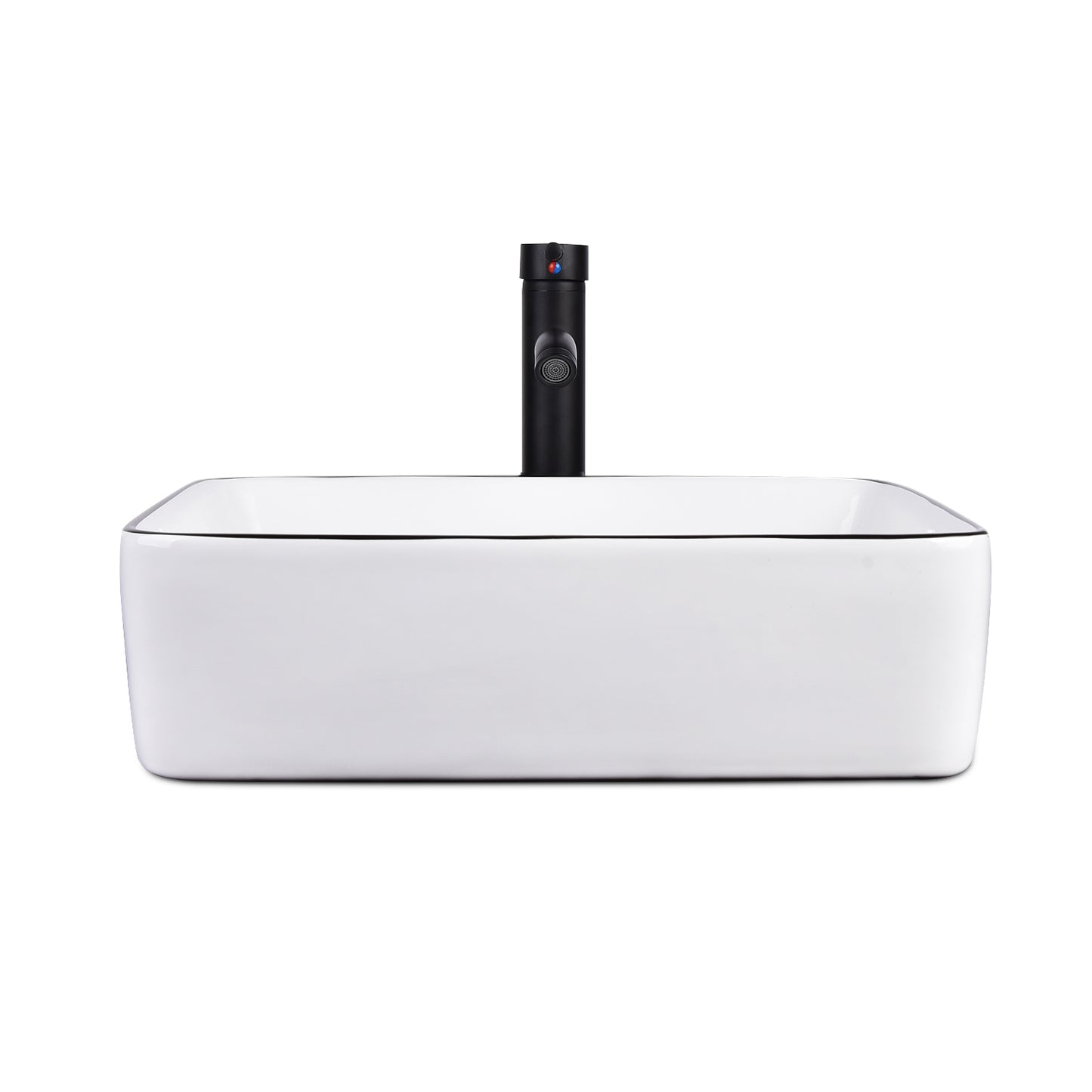 24 in.W x 19 in.D x 32.3 in.H White Wooden Minimalist Bathroom Cabinet with Square White Ceramic Sink, Faucet, Mirror