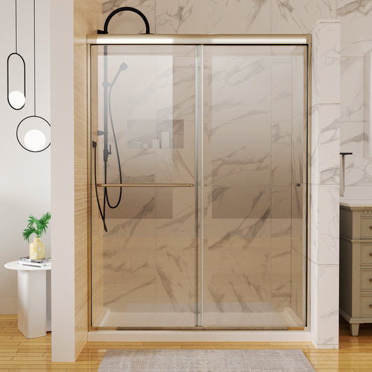 54 in. W x 72 in. H Sliding Frameless Shower Door Brushed Nickel Clear Glass