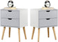 White Modern Wood Nightstand with 2 Drawers