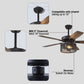 52" Indoor Solid Wood Black Retro Ceiling Fan With Lights With Remote Control