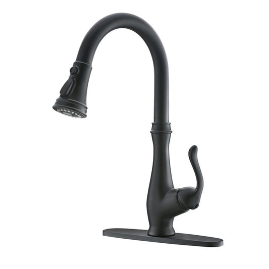 Multifunctional Kitchen Faucet with Pull Down Sprayer Single Handle Matte Black