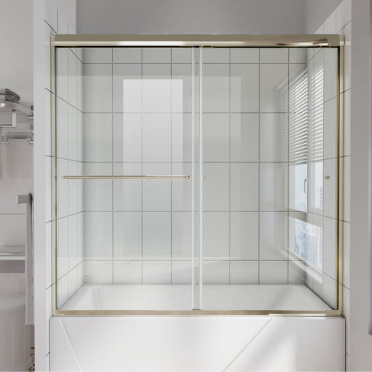 60 in. W x 58 in. H Sliding Frameless Shower Door Brushed Nickel Clear Glass