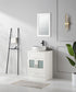 24 in.W x 19 in.D x 32.3 in.H White Wooden Minimalist Bath Cabinet with Round White Ceramic Sink, Faucet, Mirror