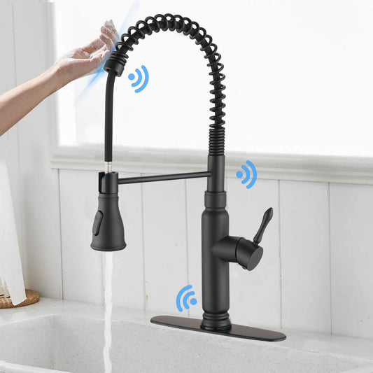 Touch Kitchen Faucets With Pull Down/Out Sprayer Stainless Steel Single Handle - Matte Black
