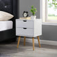 White Modern Wood Nightstand with 2 Drawers