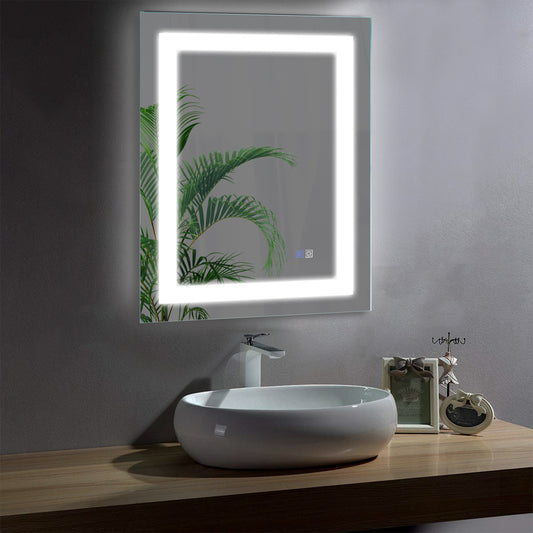 CAD 24 in. W x 32 in. H LED Rectangular Frameless Anti-Fog Wall Bathroom Mirror with Night Light
