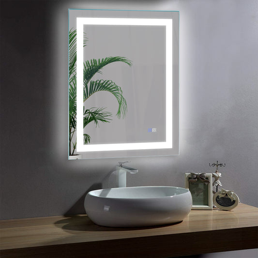 CAD 28 in. W x 36 in. H LED Rectangular Frameless Anti-Fog Wall Bathroom Mirror with Night Light