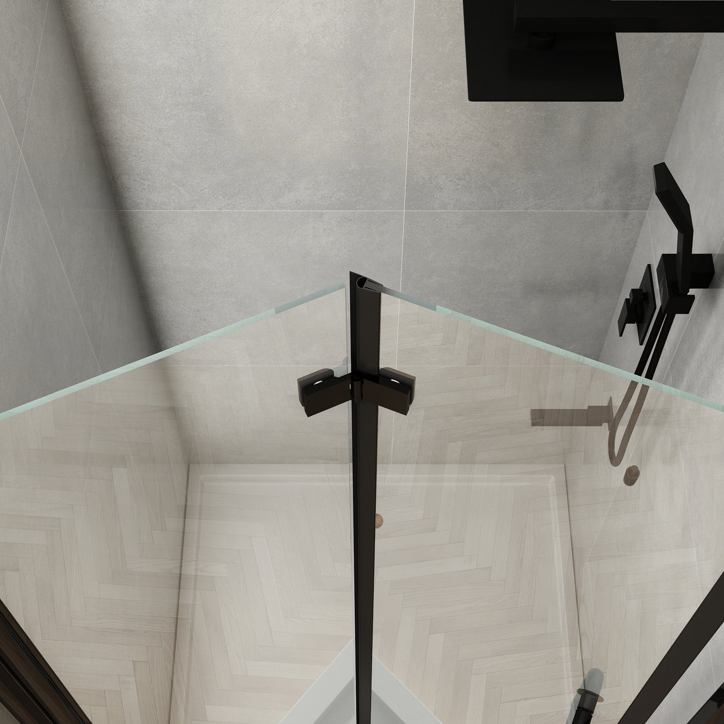 32-33 1/4'' in. W x 72 in. H Bi-Fold Minimalist Frameless Shower Door Matte Black Clear Glass