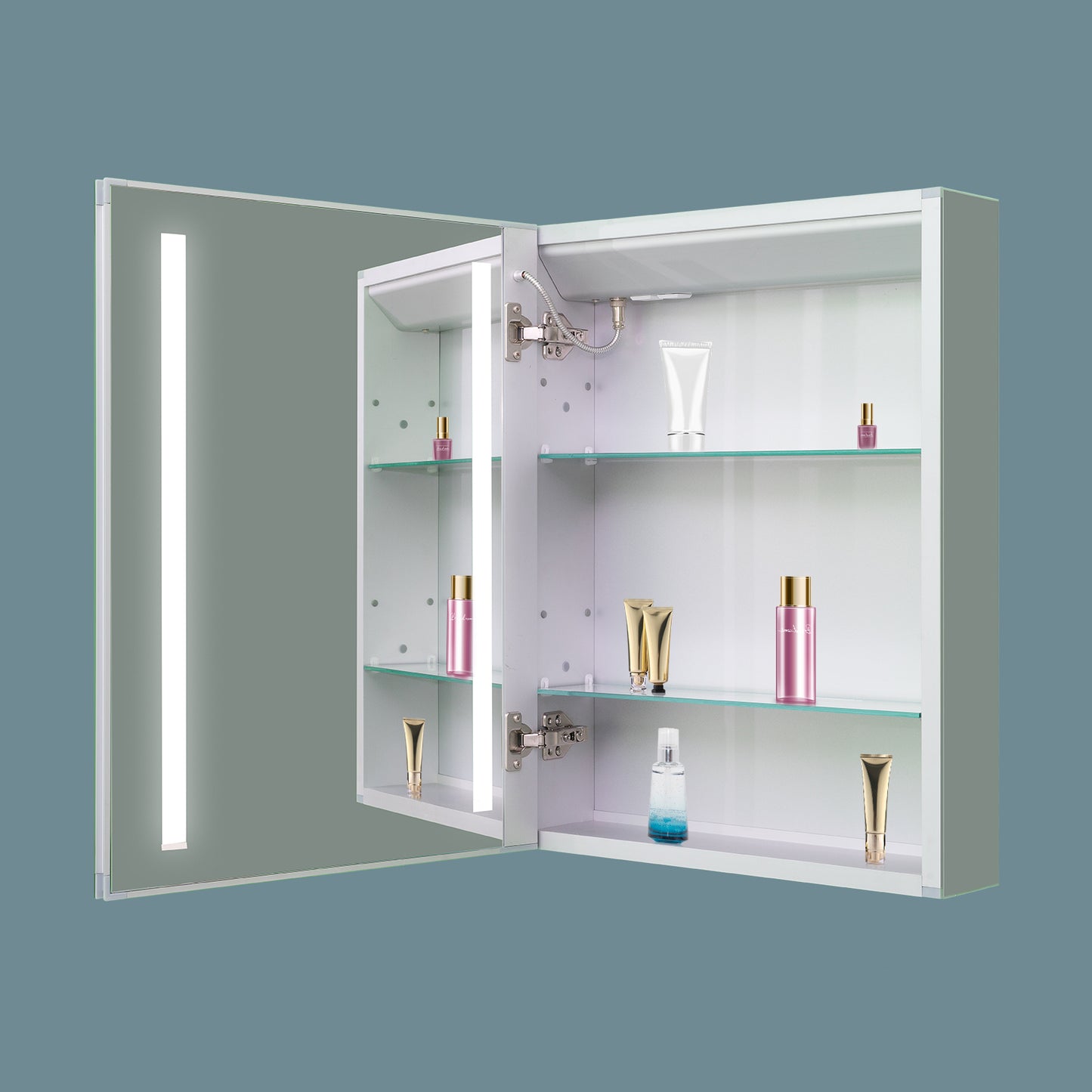 20 in. W x 26 in. H Medium Rectangular Silver Aluminum Recessed/Surface Mount Medicine Cabinet with Mirror