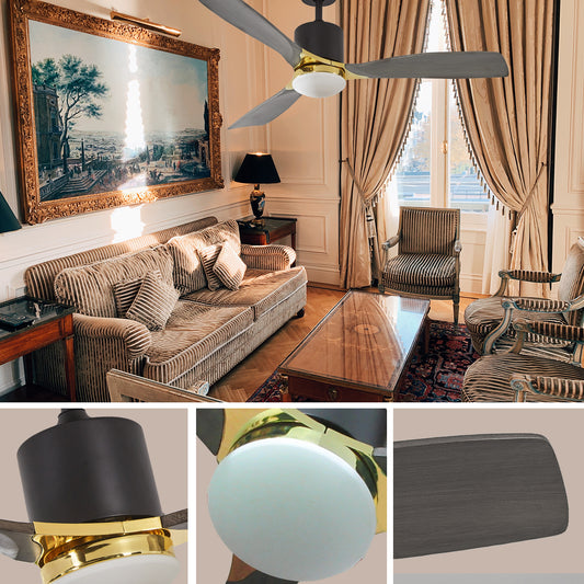 CAD 52 in. Intergrated LED Indoor Matte Black Ceiling Fan with Light