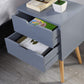 Blue Modern Wood Nightstand with 2 Drawers