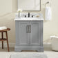 30 Inch Single Solid Wood Bathroom Vanity Set, with Drawers, Carrara White Marble Top, 3 Faucet Hole