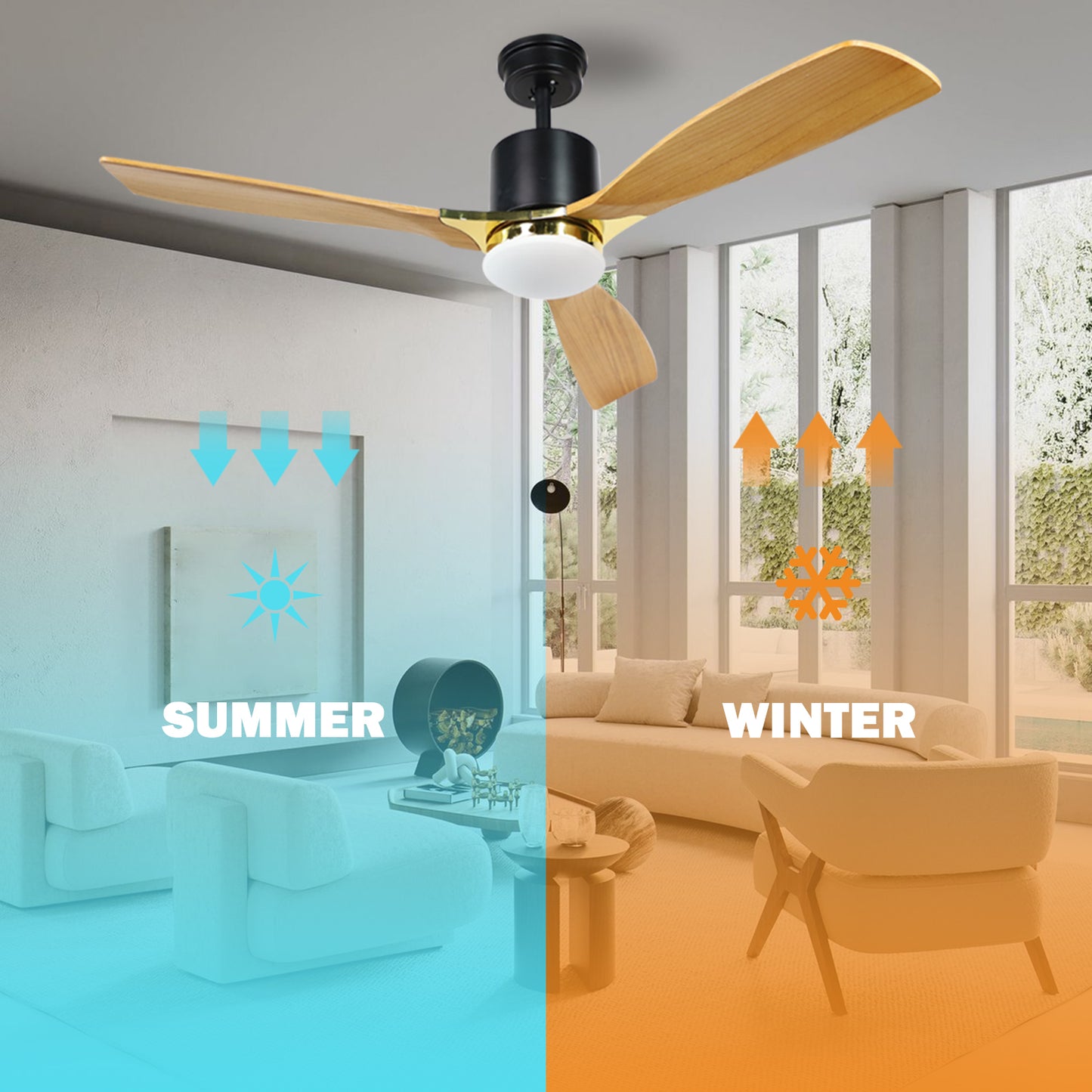 CAD 52 in. Intergrated LED Indoor Sand Nickel Ceiling Fan with Light