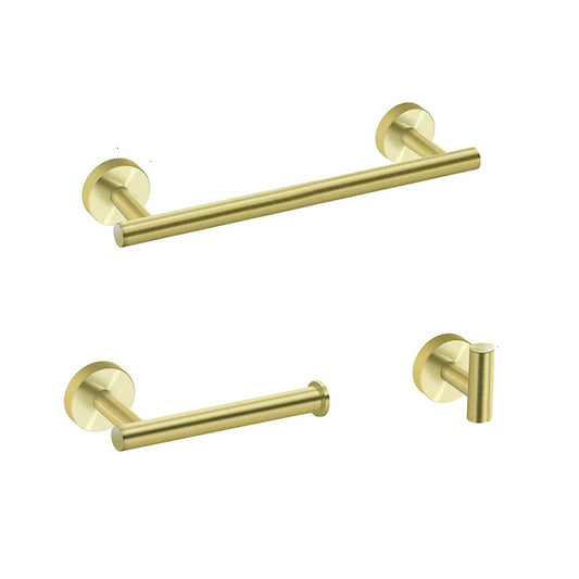 3-Piece Bath Hardware Set with Towel Bar, Toilet Paper Holder and Towel Hook in Gold