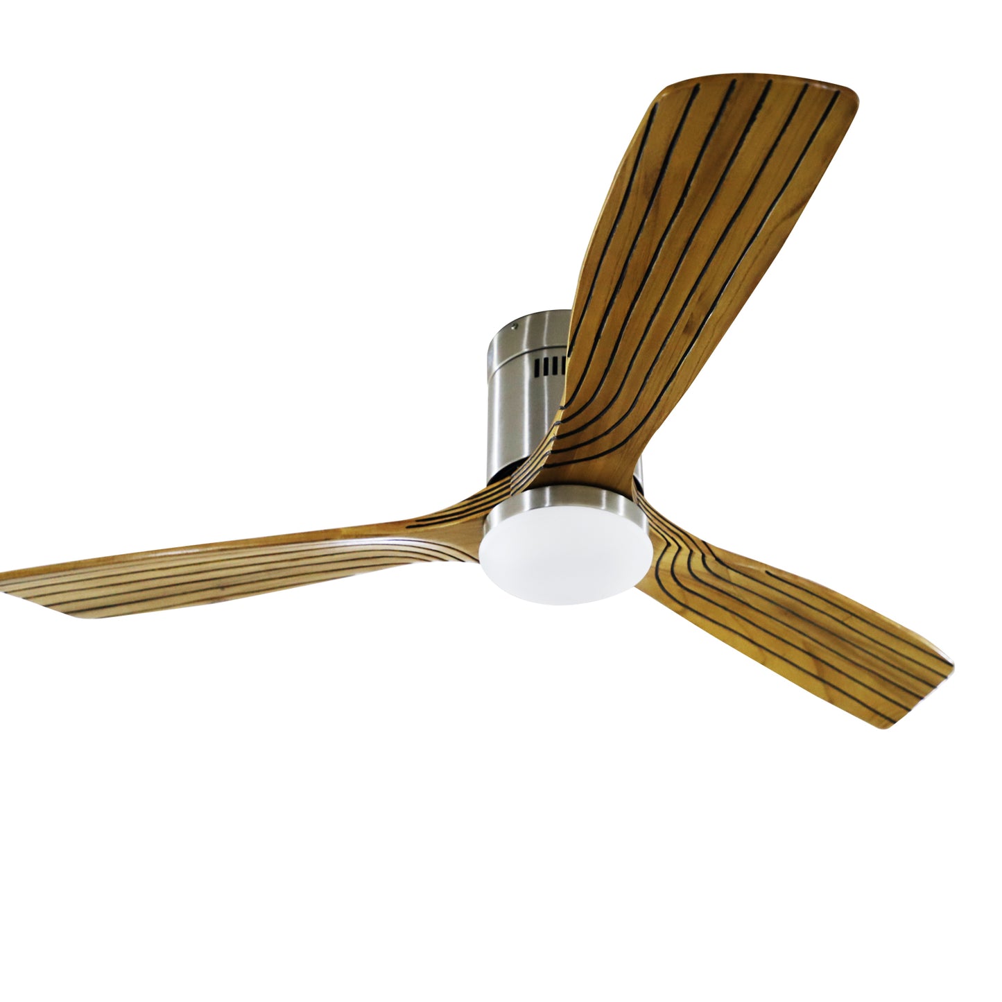 52" Indoor Solid Wood Brushed Nickel Wooden Morden Ceiling Fan With Light With Remote Control