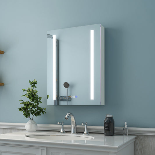 20 in. W x 26 in. H Medium Rectangular Silver Aluminum Recessed/Surface Mount Medicine Cabinet with Mirror