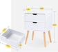 White Modern Wood Nightstand with 2 Drawers