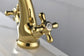 Bathroom Sink Faucet 2 Cross Knobs Gold Polish with Cover Plate Single Hole Vanity Vessel Sink Basin Cold and Hot Water Deck Mounted