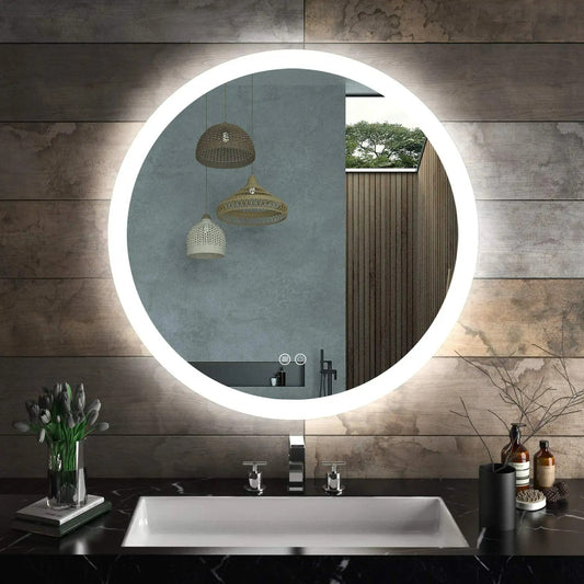 24 in. to 32 in. LED Round Frameless Anti-Fog Bathroom Mirror Front Light