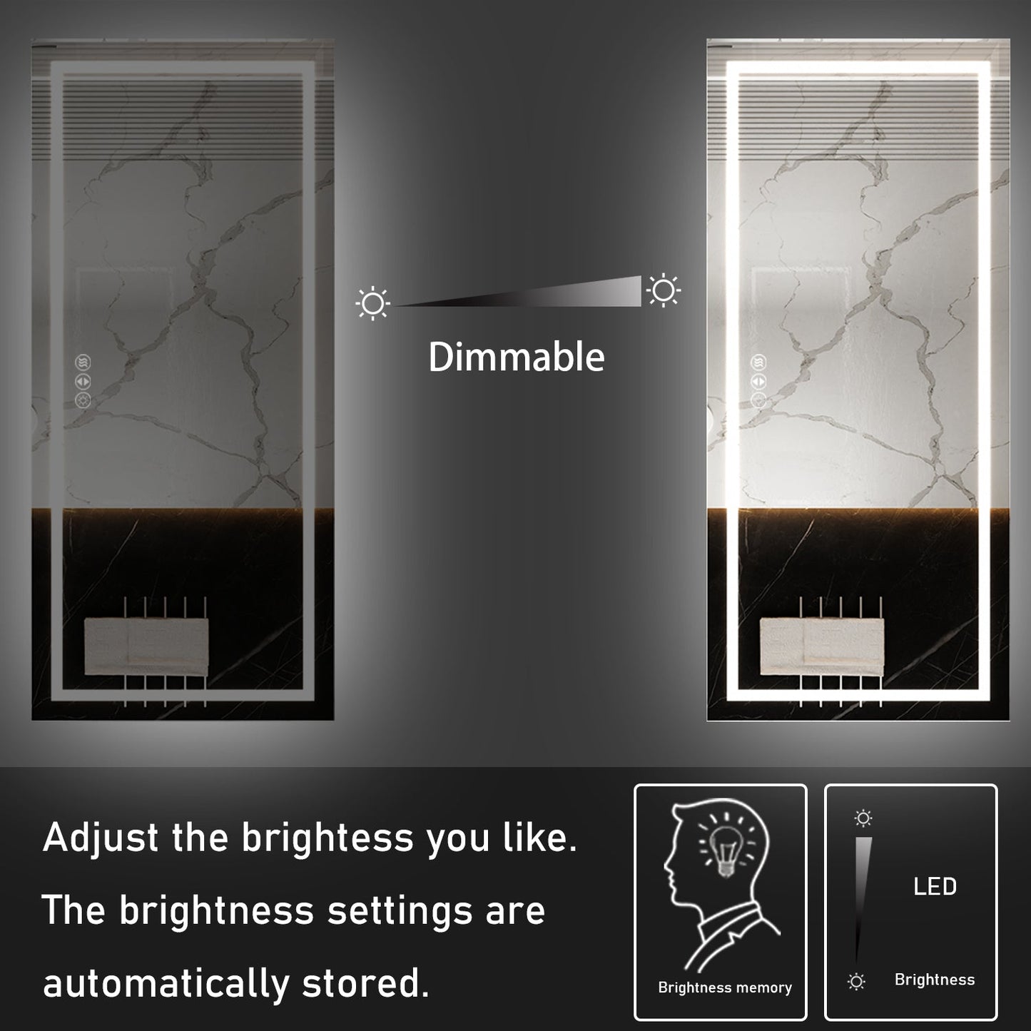 60 in. W x 28 in. H LED Large Rectangular Frameless Anti-Fog Bathroom Mirror Front & Backlit