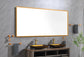 LED Rectangular Brushed Gold Framed Anti-Fog Bathroom Mirror Back and Side Light