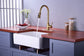 Pull Down Bridge Kitchen Sink Faucet Solid Brass Dual Lever Handles Brushed Gold