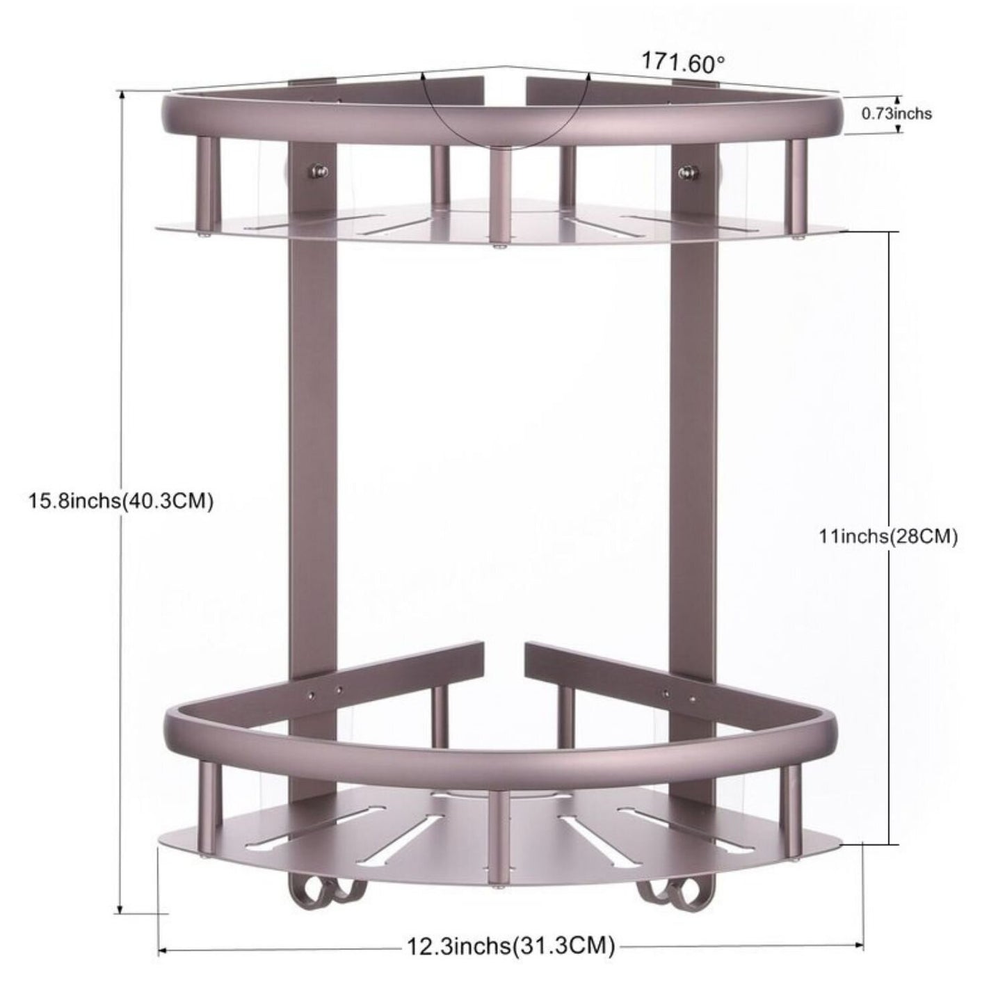 Aluminum Corner Shower Caddy in Bronze