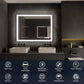 60'' W x 36'' H LED Bathroom Mirror, Fog Free, Dimmable, Black Frame, Front Light & Backlit