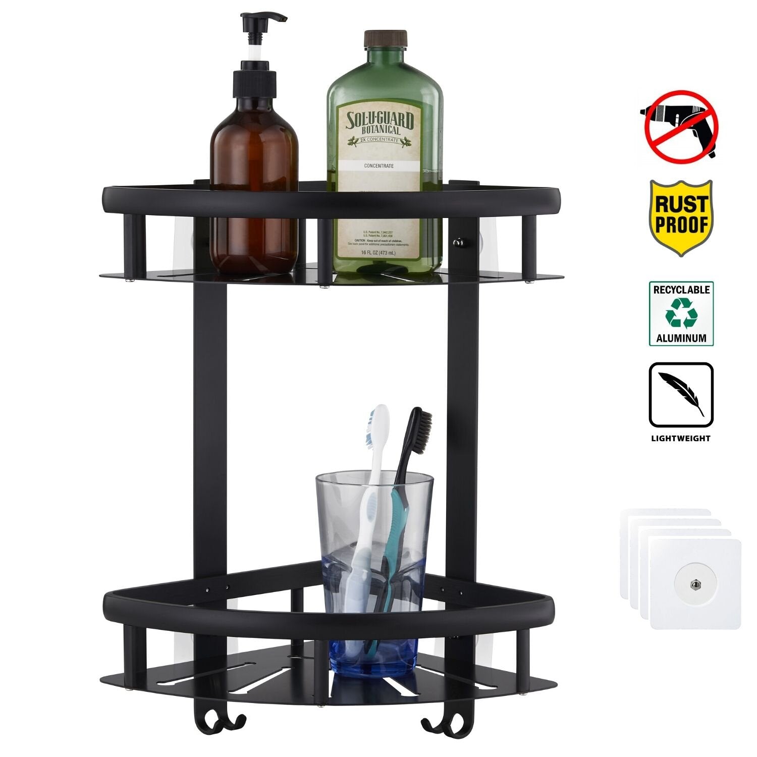 Matte Black Shower Caddy, Adhesive Shower Shelf for Inside Shower