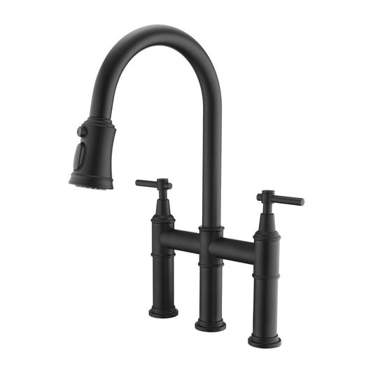 Touch Kitchen Faucet with Pull Out/Down Sprayer, Bridge, 2 Handle, With Accessories