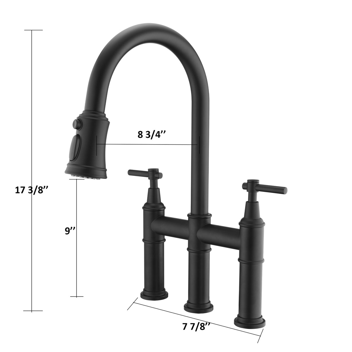 Touch Kitchen Faucet with Pull Out/Down Sprayer, Bridge, 2 Handle, With Accessories