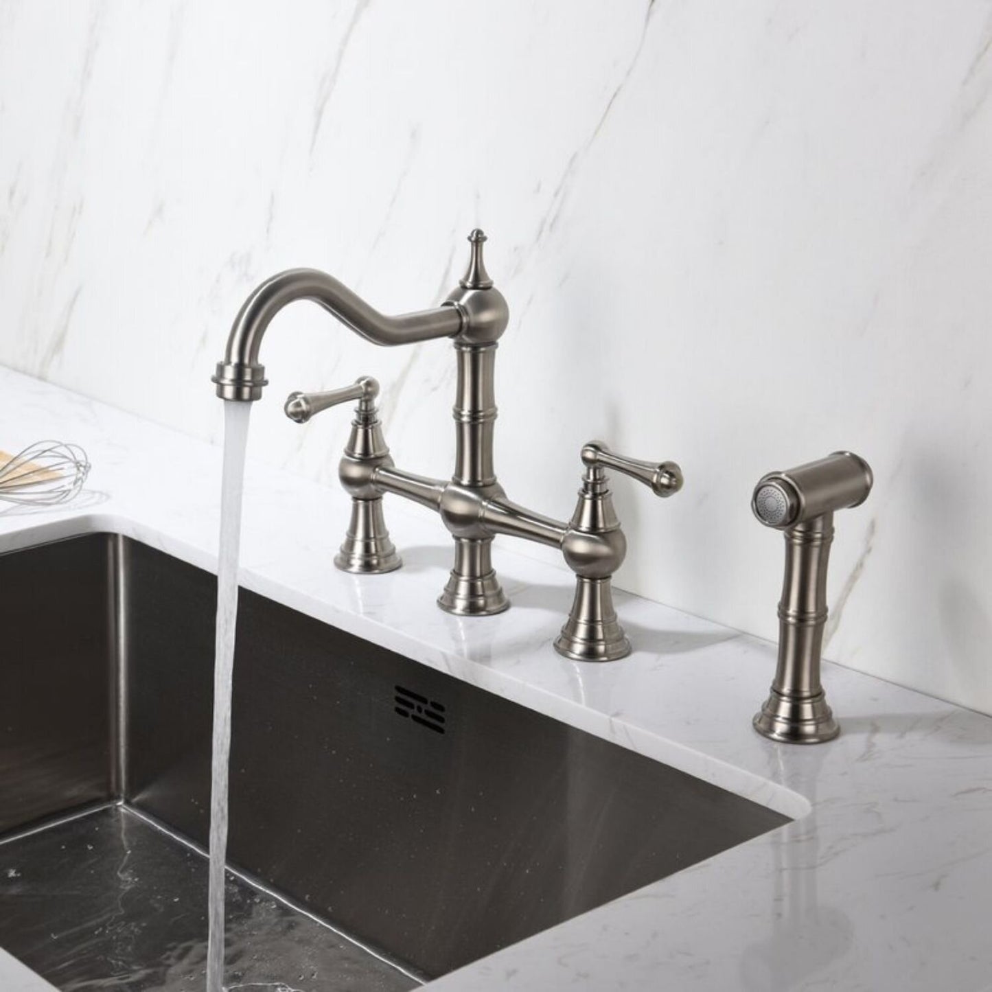 Pull Out Double Handle Kitchen Faucet