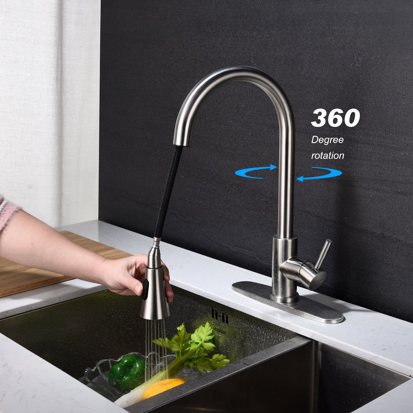 Pull Out Single Handle Kitchen Faucet