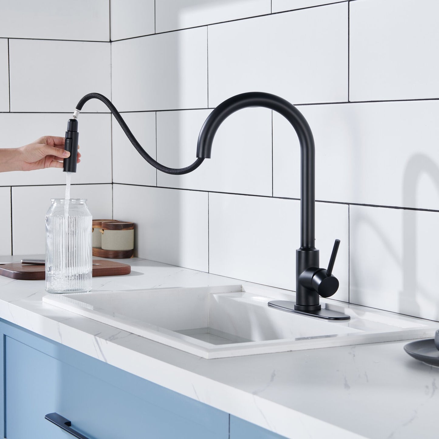 Pull Out Touch Single Handle Kitchen Faucet with Accessories